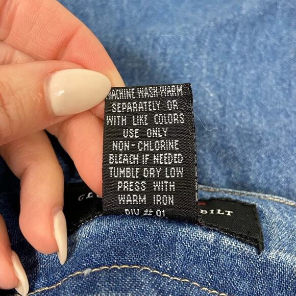 Vintage 90s Large Medium Wash Chambray Cotton Denim Sleeveless Mini Summer Dress - Picture 7 of 8